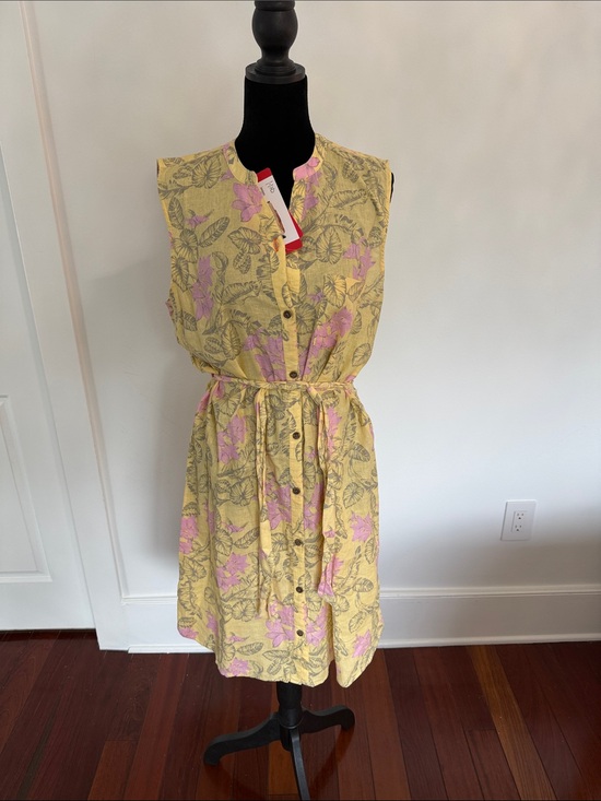 Margaritaville Dresses & Skirts - Margaritaville Yellow Floral Midi Dress with Pink Accents